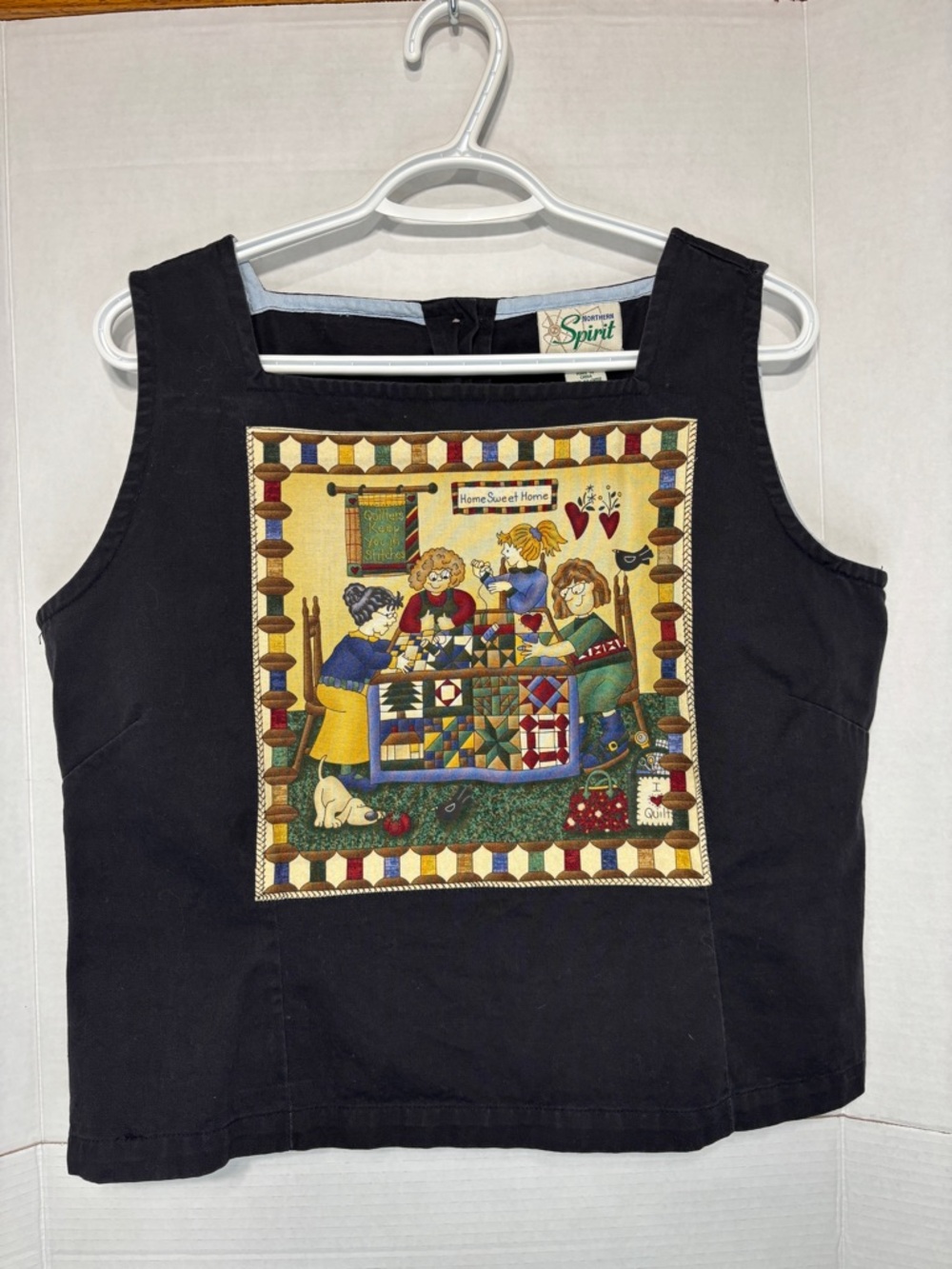 Vintage Northern Spirit Navy Cotton Boxy Tank Quilt Patchwork Top Grandmacore